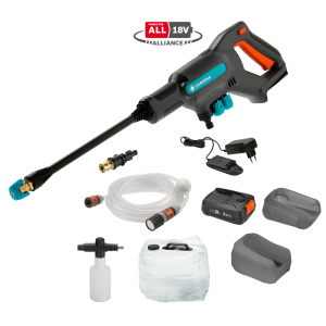 Gardena Акумулаторна среднонапорна миялна машина AquaClean 24/18V P4A Premium – комплект 14800-31
